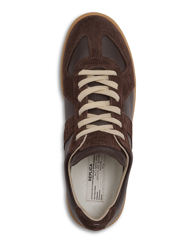 Maison Margiela Low-top Sneakers Featuring Suede Panels In Brown