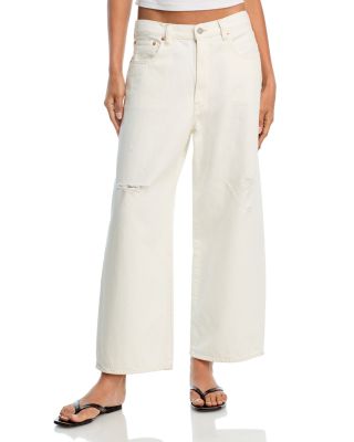 Georgia High Rise Cropped Wide Leg Jeans in Vintage Cream White
