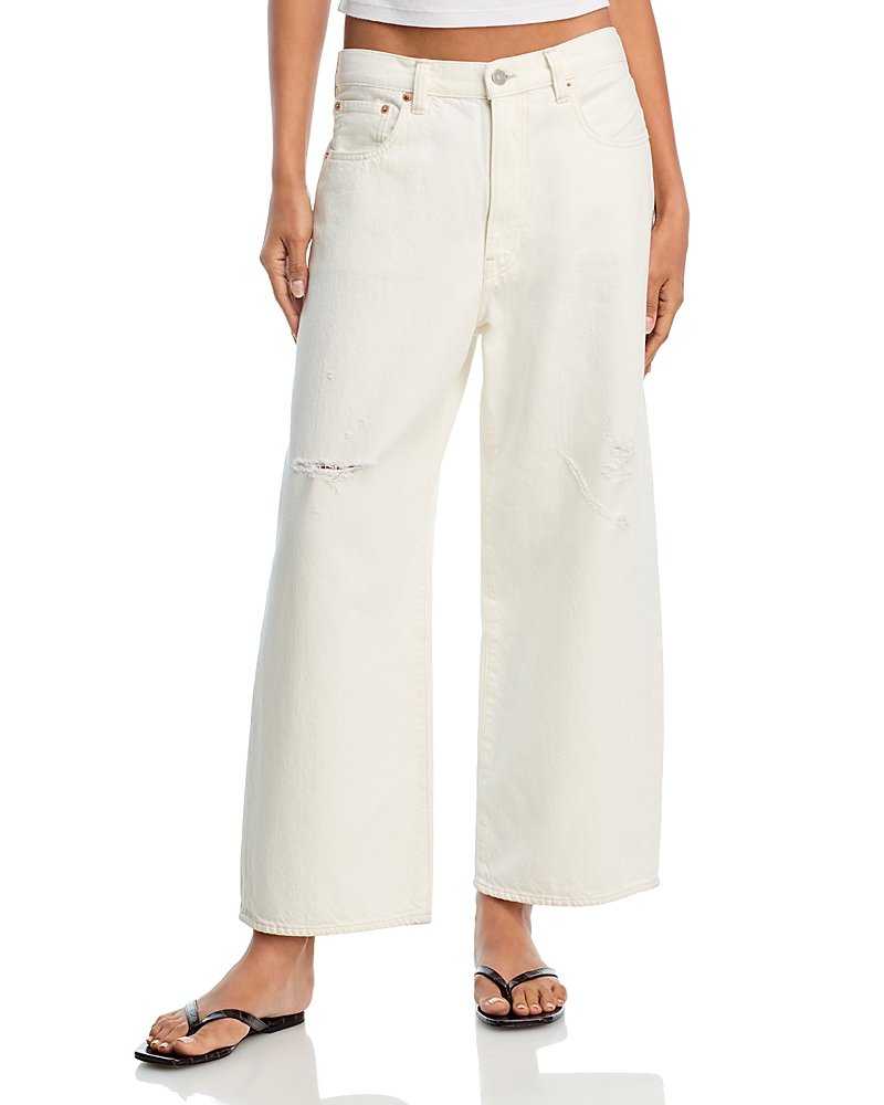 Denimist Georgia High Rise Cropped Wide Leg Jeans in Vintage Cream White