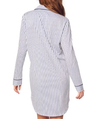Navy French Ticking Pima Nightshirt