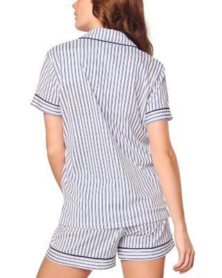 French Ticking Pima Pajama Shorts Set