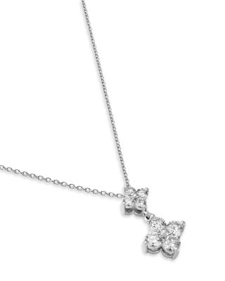 Diamond Two Tier Pendant Necklace in 14K White Gold, 1.0 tcw