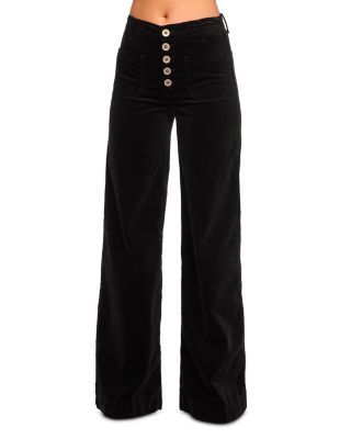 Cindy High Rise Wide Leg Jeans in Black Velvet
