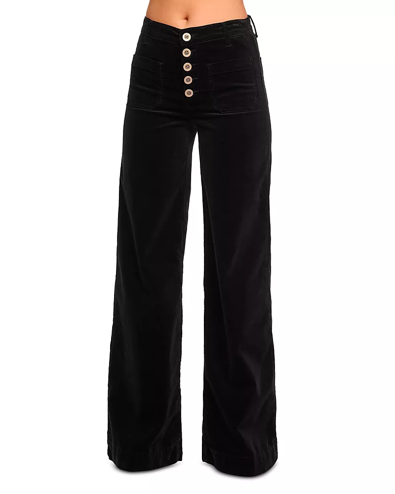 Ramy Brook Cindy High Rise Wide Leg Jeans in Black Velvet