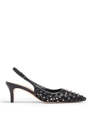 Women's Rena Leather Cage Studded Slingback Pumps