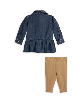 Girls' Denim Peplum Shirt & Jersey Legging Set - Baby 