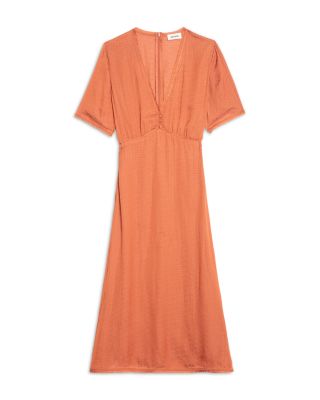 Mid Length Jacquard Satin Dress