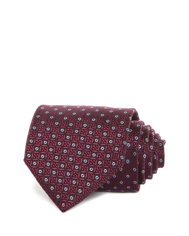 Canali Silk Classic Medallion Tie In Burgundy