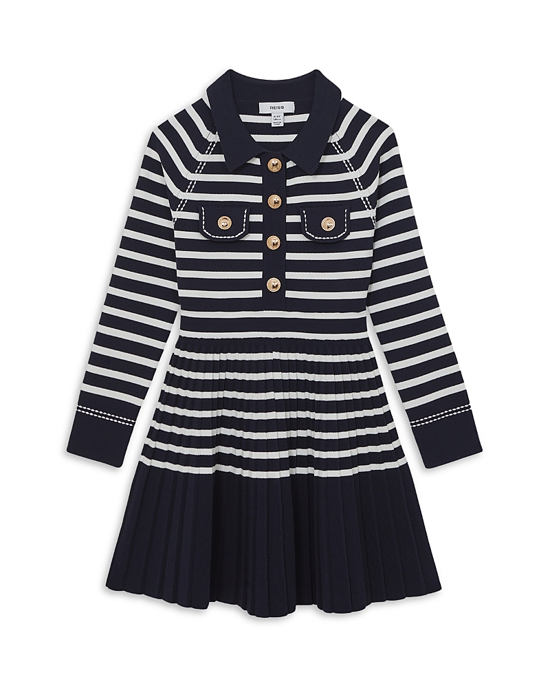Reiss Girls' Sapna Striped Knitted Dress - Little Kid, Big Kid In Blue