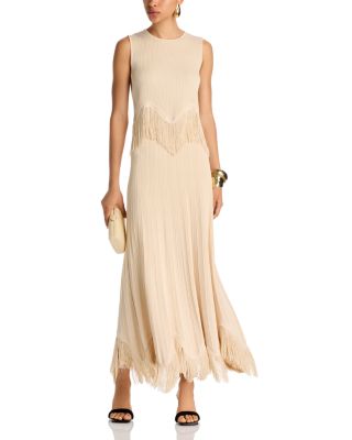 x Lani Lynn Fringe Hem Ribbed Knit Maxi Skirt