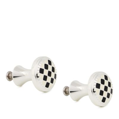 Check Silver Plated Knobs, Set of 2