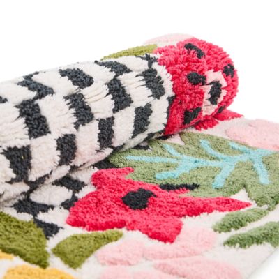 Flower Checkerboard Bath Rug, 24&amp;quot; x 36&amp;quot;