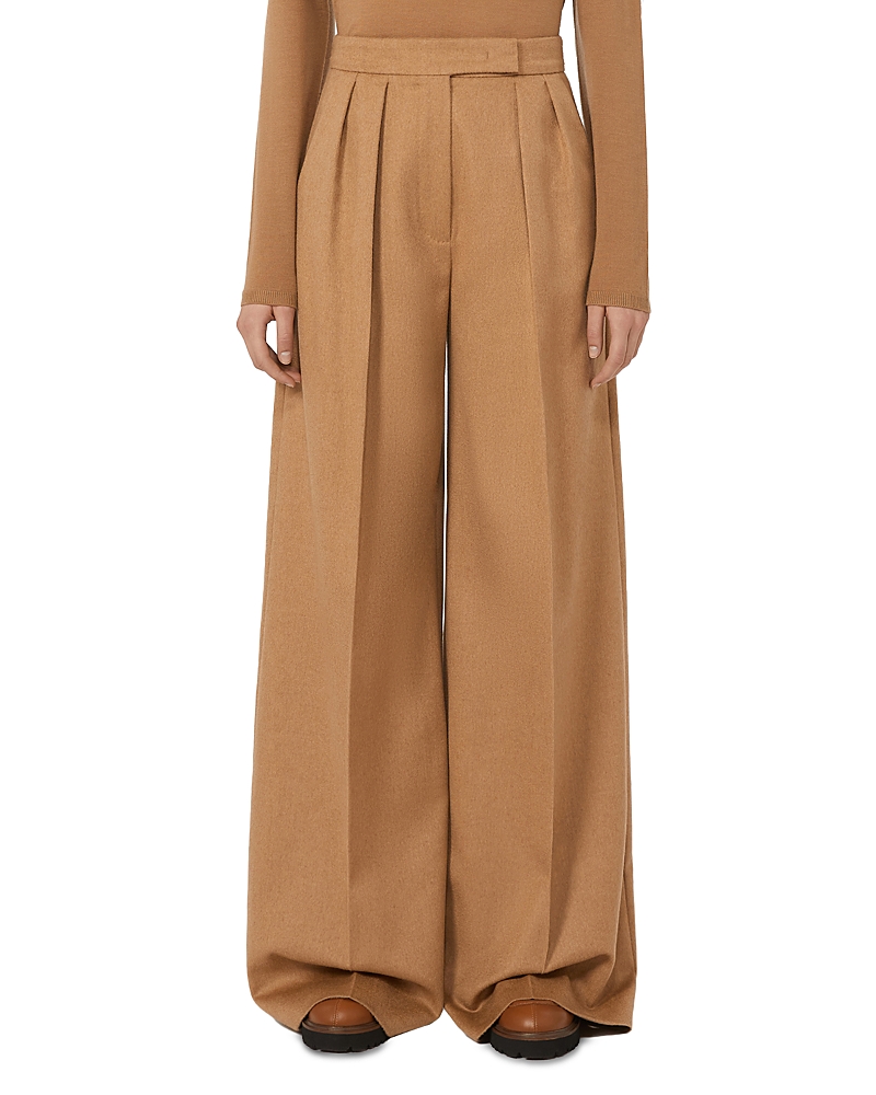 Max Mara Ori Camel Wool Trousers In Brown