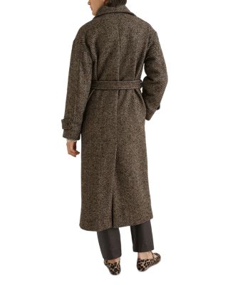 Belted Herringbone Coat