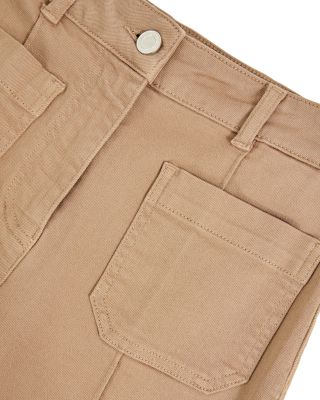 Petite Sakura Patch Pocket Flare Jeans in Taupe Neutral