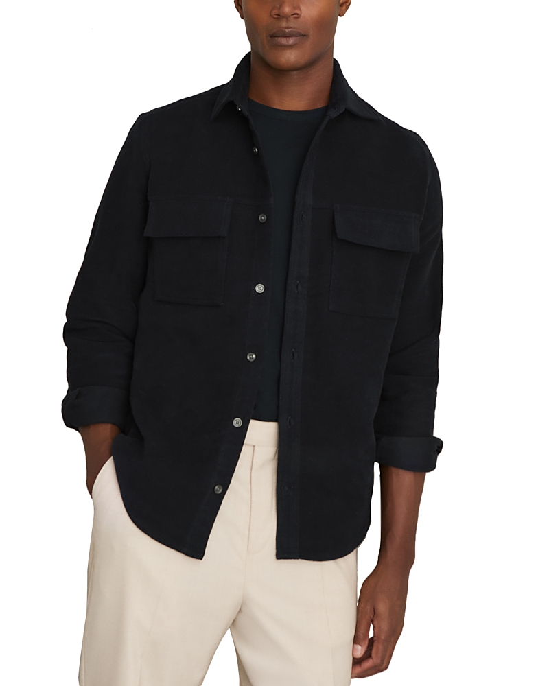 Reiss Camber Moleskin Twin Pocket Shirt Jacket In Black