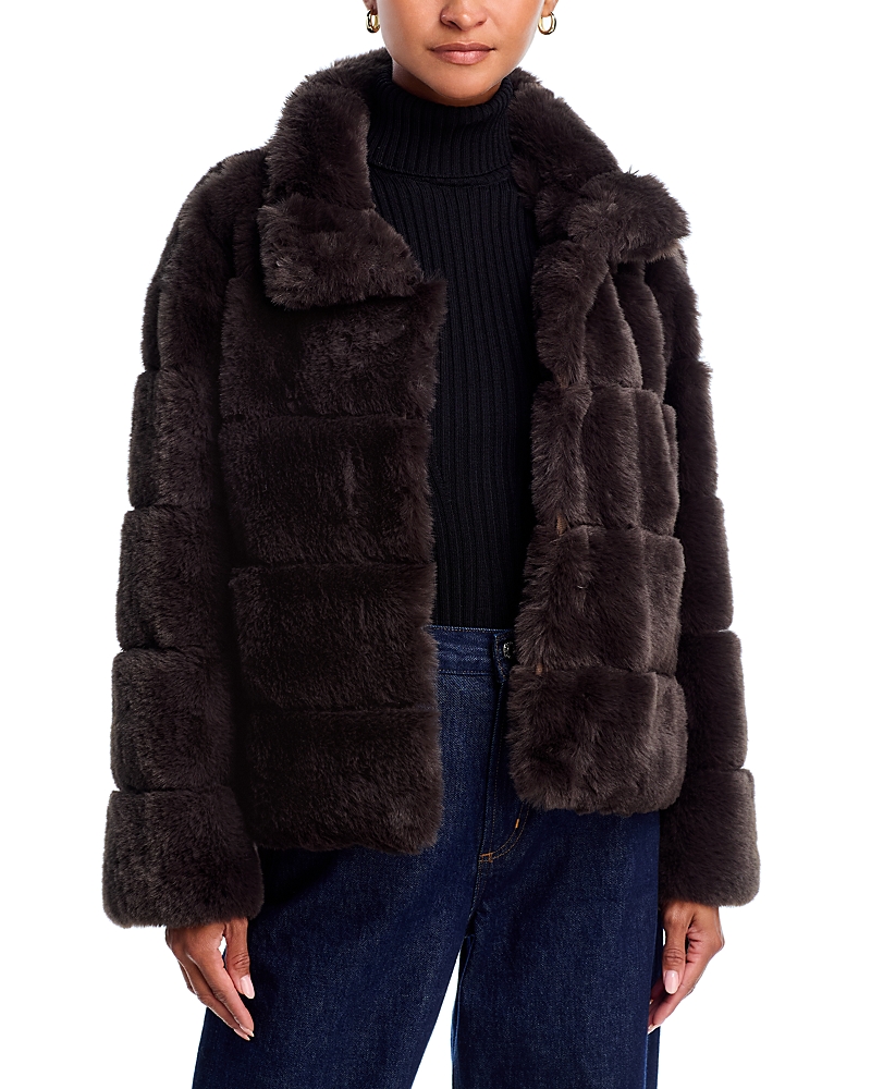 Aqua Eva Faux Fur Jacket - Exclusive In Brown