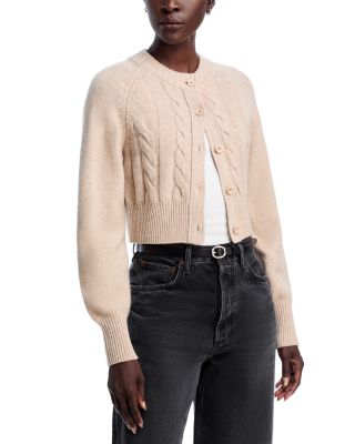 Rita Wool Blend Crewneck Cable Knit Cardigan Sweater