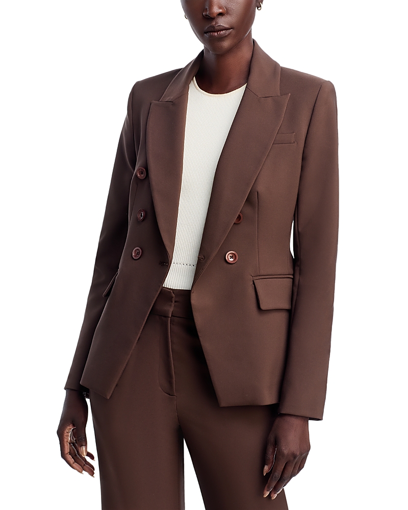 Toccin Kylie Suiting Double Breasted Blazer In Brown