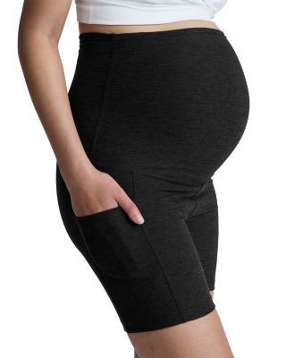 Spacedye Keep Pace Maternity Pocket Biker Shorts