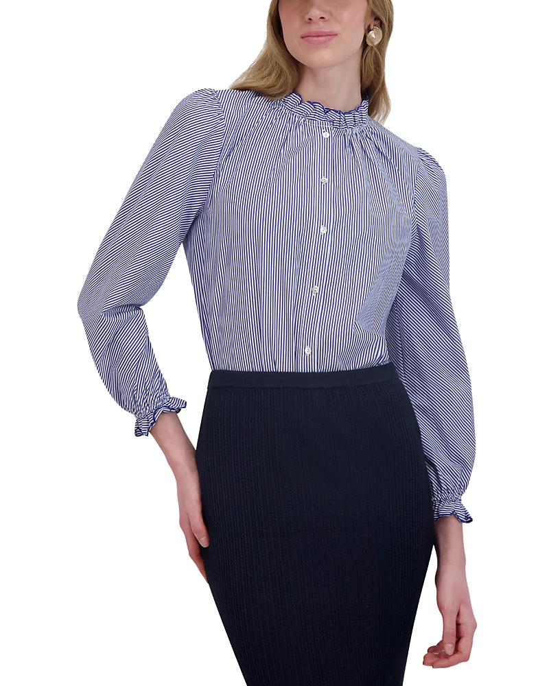 Point Ruffle Blouse In Blue