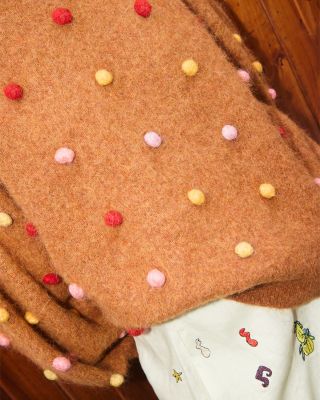 Pom Pom Balloon Sleeve Sweater