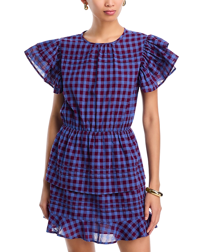 Aqua Plaid Mini Dress - Exclusive In Blue