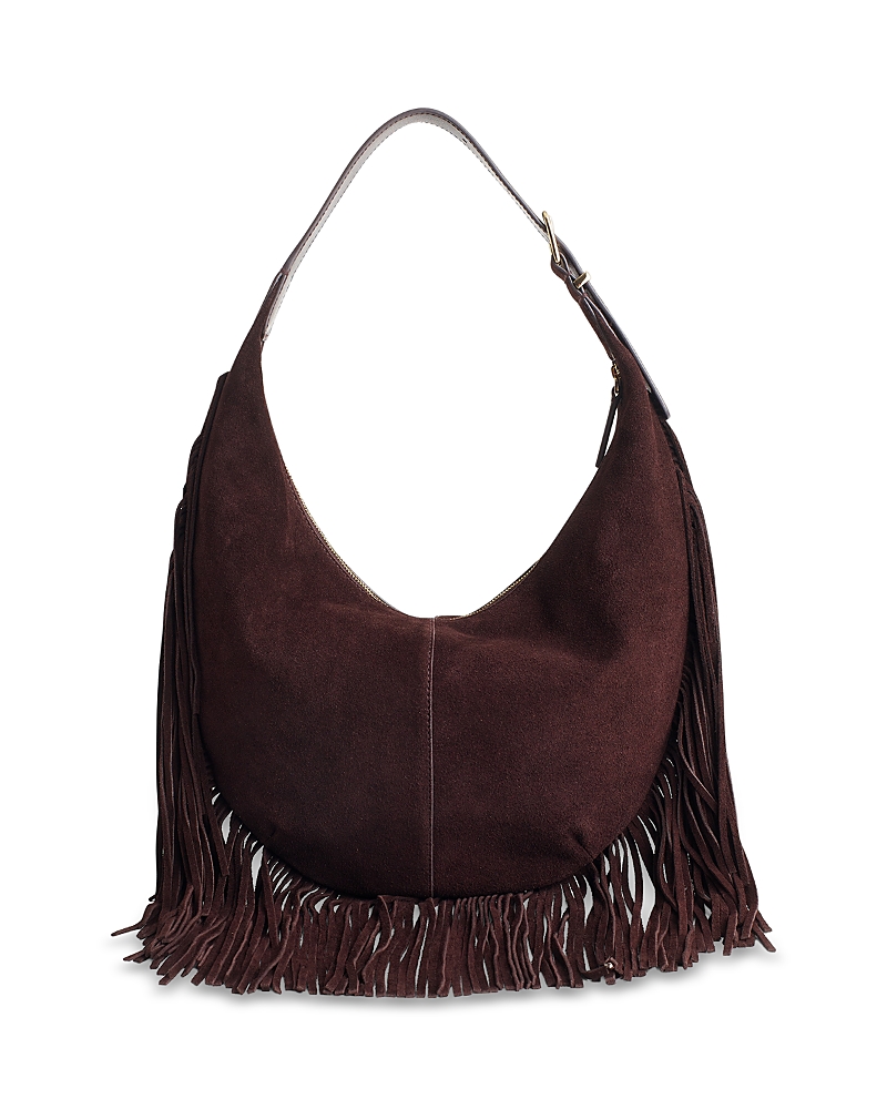 Madewell The Essential Fringed Suede Curve Shoulder Bag In Brown