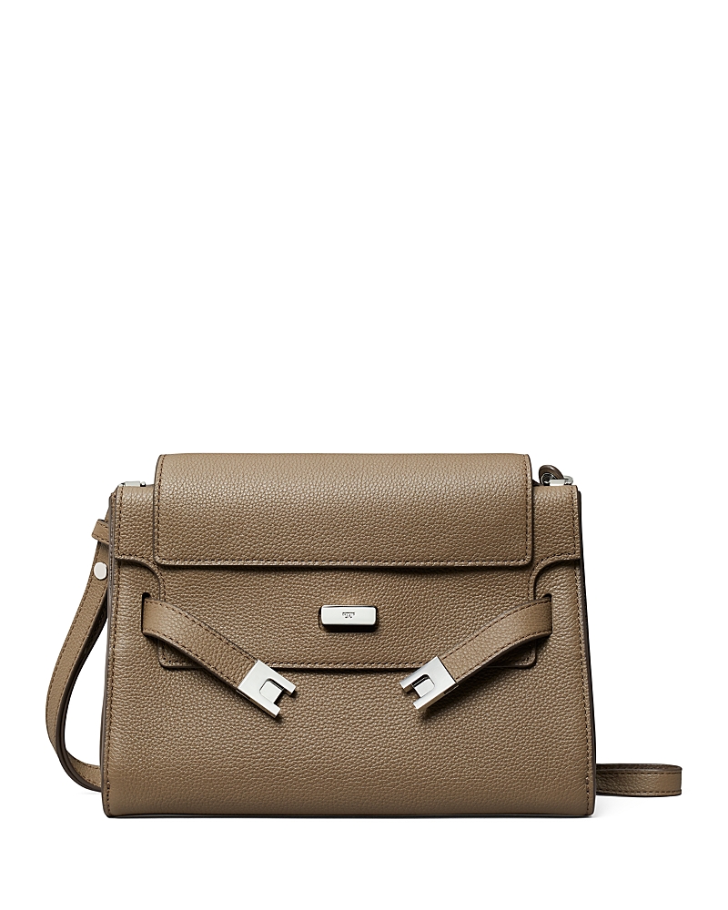 Tory Burch Lee Radziwill Pebbled Shoulder Bag In Brown