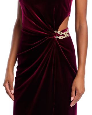 Burgundy Velvet Bandeau Maxi Dress