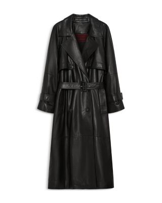 Firstclass Black Leather Trench Coat