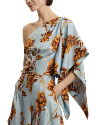 One Shoulder Silk Drape Dress