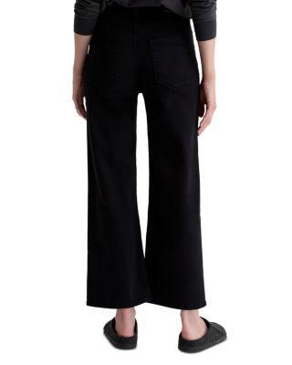 Saige Mid Rise Wide Leg Cropped Jeans in Super Black
