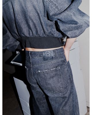 Super Black Mid Rise Wide Leg Jeans in Black