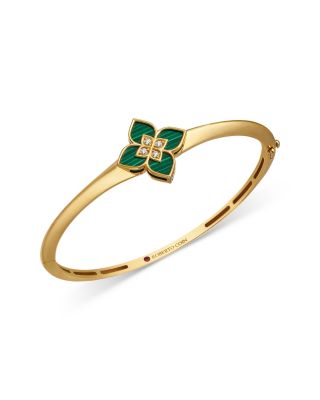 Roberto Coin - 18K Yellow Gold Diamond & Malachite Venetian Princess Bangle Bracelet