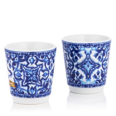D&G Porcelain Espresso Cups and Stirrers, Set of 2
