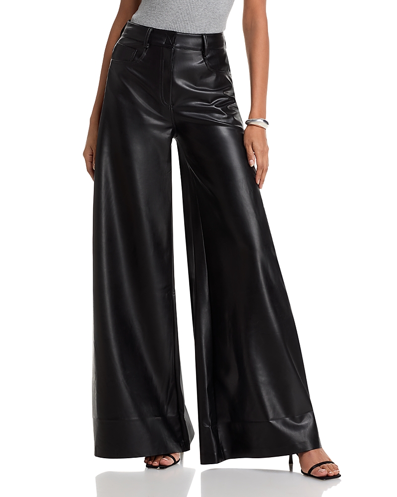 Norma Kamali Elephant Pearlescent Stretch-jersey Trousers In Black