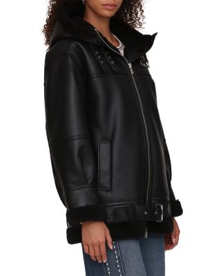 Faux Shearling Hooded Coat