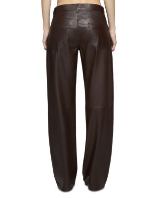 Low Rise Baggy Jeans in Chocolate Leather