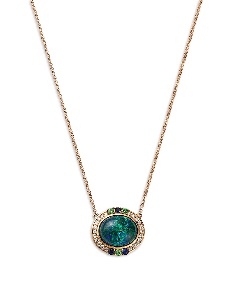 Bloomingdale's Fine Collection Azurite, Blue Sapphire, Tsavorite & Diamond Pendant Necklace, 16-18 In Gold