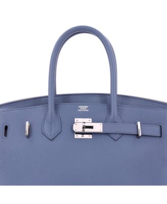 Birkin 30 Handbag Blue Togo with Palladium Hardware