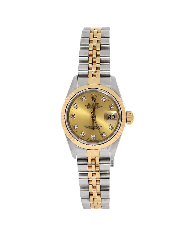 Pre-owned Pre-owned Rolex Rolex Oyster Perpetual Datejust Automatic Watch In Stainless Steel And Gold With Diamond M