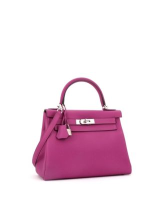 Kelly 28 Handbag Pink Togo with Palladium Hardware