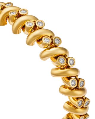 18K Yellow Gold Diamond San Marco Reversible Link Bracelet