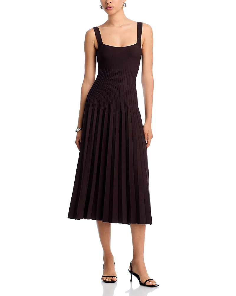 Staud Sleeveless Ellison Midi Dress In Brown