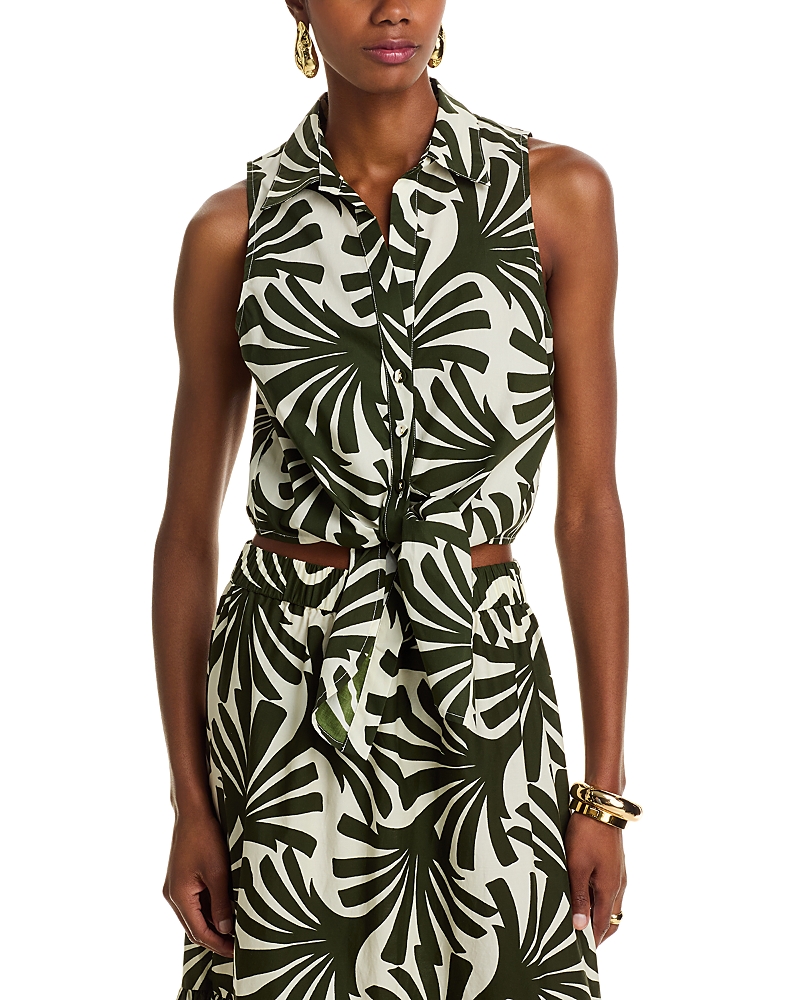 Cara Cara Highland Cotton Tie Front Top In Multi