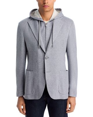 Double Face Jersey Removable Hood Slim Fit Sport Coat