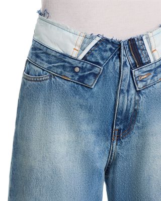 High Rise Straight Leg Jeans in Light Blue