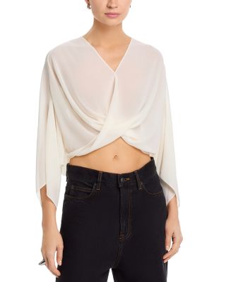 Draped V Neck Long Sleeve Top