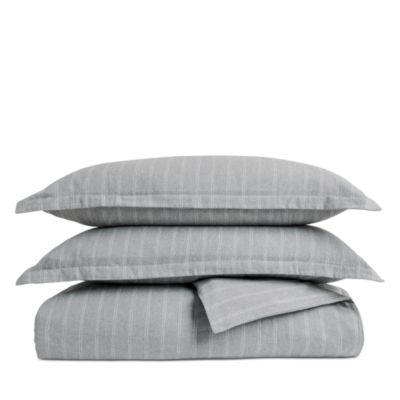Flannel Marl Stripe Duvet Cover Set, Full/Queen